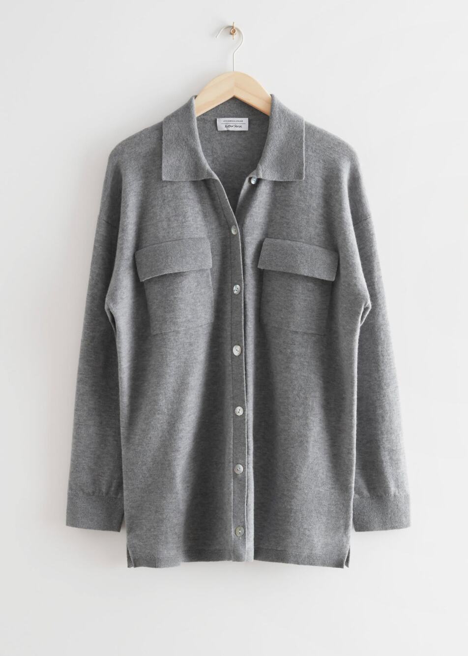 & Other Stories Grey Collared Knit Overshirt Shirt Jacket Size XS
